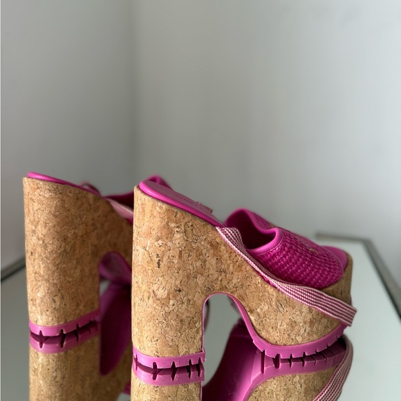 New Jimmy Choo Gal Raffia Cork Ankle-Tie Platform Sandals $750 38.5